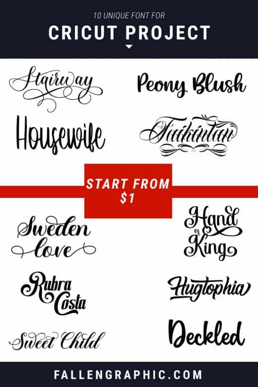 10 UNIQUE FONT FOR CRICUT PROJECT START FROM $1 ONLY – FallenGraphic