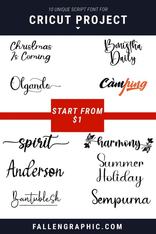 10 UNIQUE SCRIPT FONT FOR CRICUT PROJECT START FROM $1 ONLY – FallenGraphic